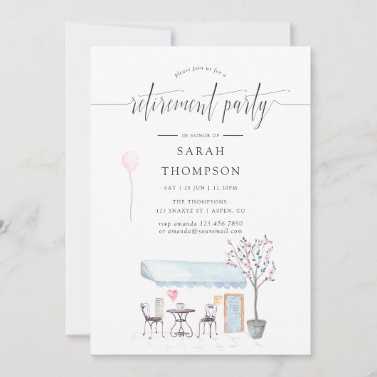 Uitnodiging Cafe Waterverf Retirement Party (Voorkant)