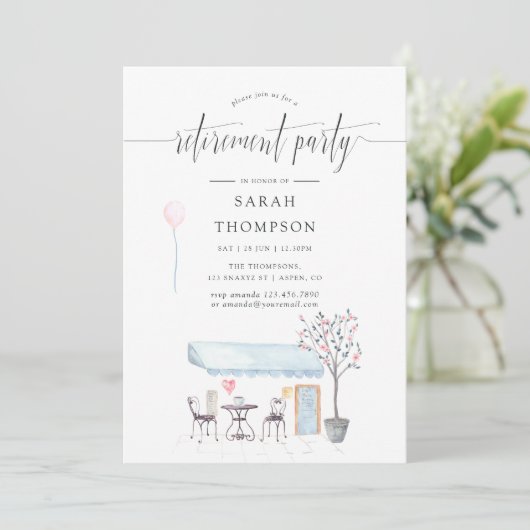 Uitnodiging Cafe Waterverf Retirement Party (Staand voorkant)