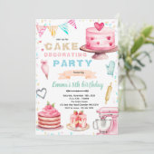 Uitnodiging cake versieren thema feest (Staand voorkant)