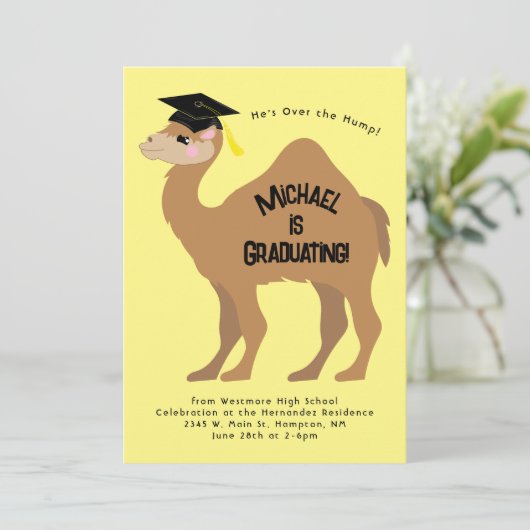 Uitnodiging Camel Graduation Party (Staand voorkant)