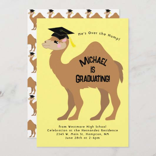 Uitnodiging Camel Graduation Party (Voorkant / Achterkant)