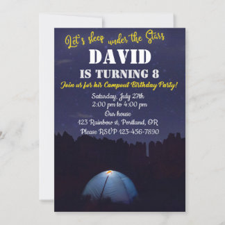 Uitnodiging Camp out Out party