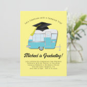 Uitnodiging Camping Camper Graduation Party (Staand voorkant)