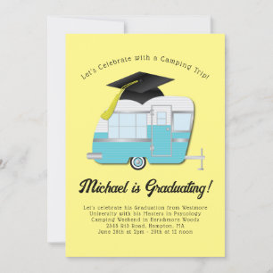 Uitnodiging Camping Camper Graduation Party