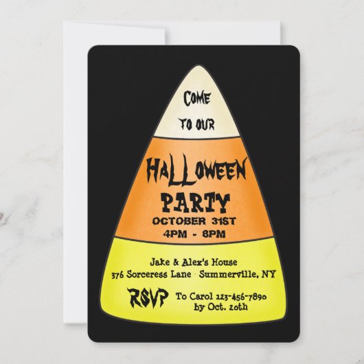 Uitnodiging Candy Corn Halloween Party (Voorkant)
