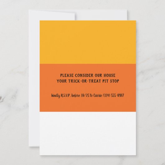 Uitnodiging Candy Corn Halloween Party (Achterkant)