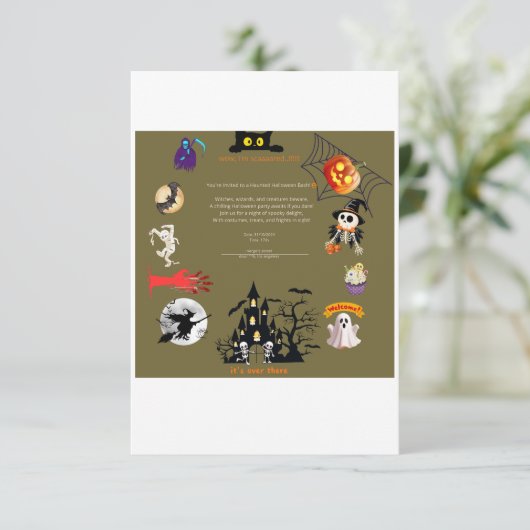 uitnodiging card for halloueen party (Staand voorkant)