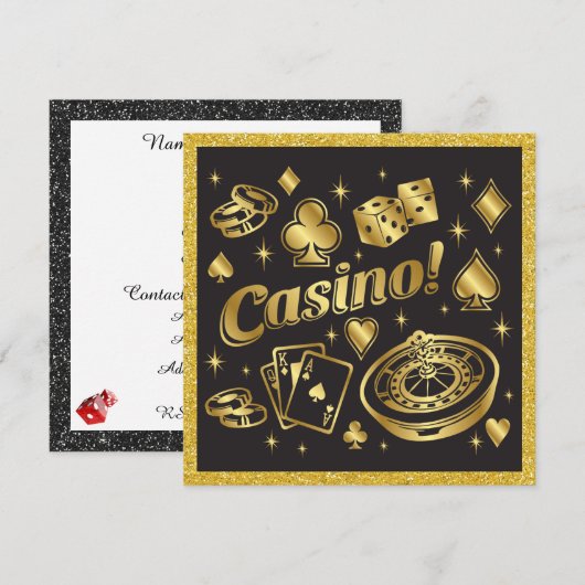 Uitnodiging Casino Nacht Feest (Voorkant / Achterkant)