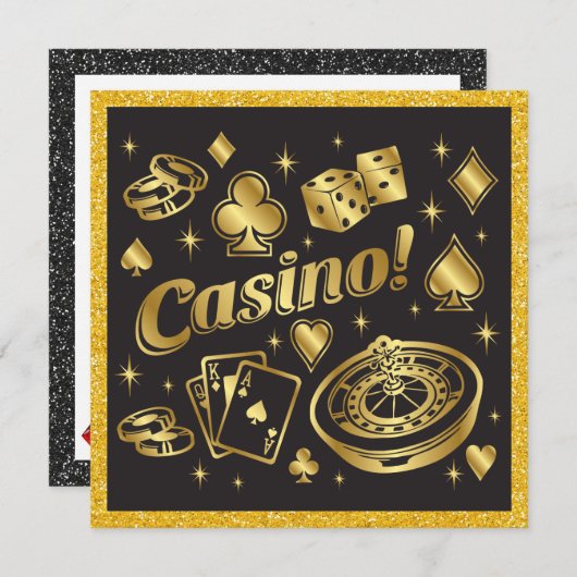 Uitnodiging Casino Nacht Feestje (Voorkant / Achterkant)
