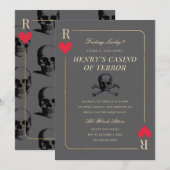 Uitnodiging Casino Nacht Schedel Dood Feestje (Voorkant / Achterkant)