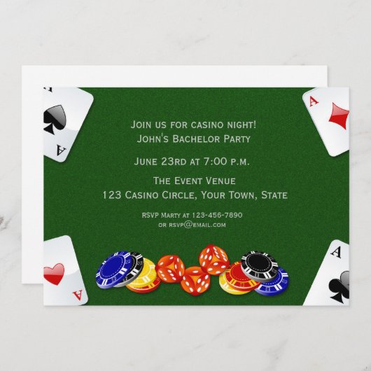 Uitnodiging Casino Night (Voorkant / Achterkant)