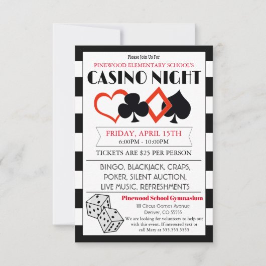 Uitnodiging casino Night Event Party (Voorkant)