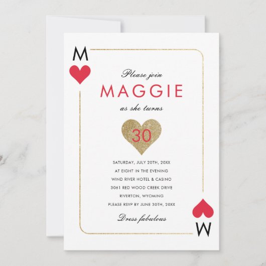 Uitnodiging casino Night Party (Voorkant)