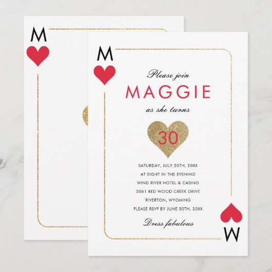 Uitnodiging Casino Night Party (Voorkant / Achterkant)