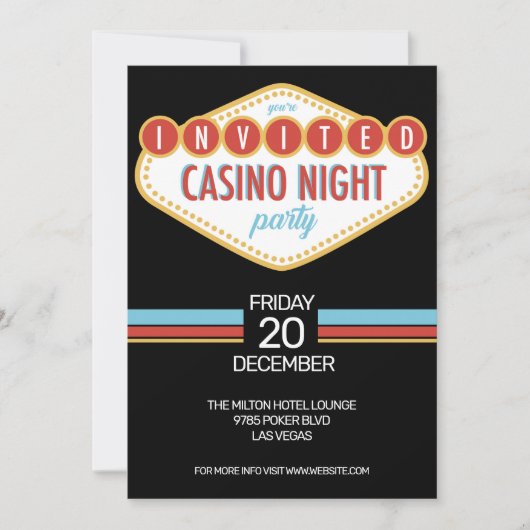 Uitnodiging casino Night Party (Voorkant)