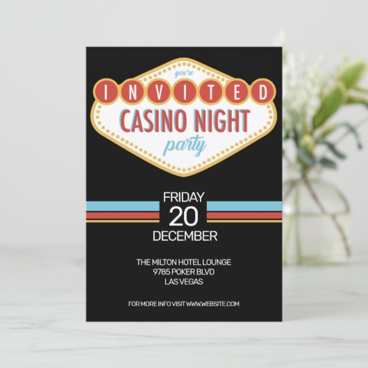 Uitnodiging casino Night Party (Staand voorkant)