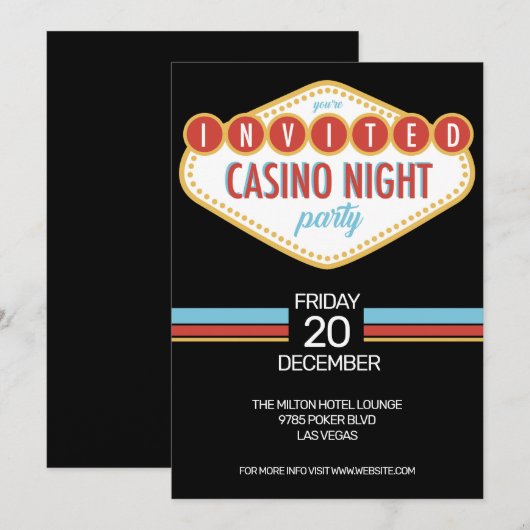 Uitnodiging casino Night Party (Voorkant / Achterkant)