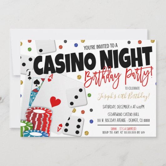 Uitnodiging casino Night Party (Voorkant)