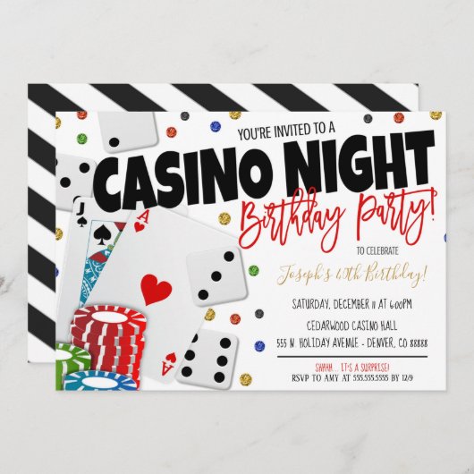 Uitnodiging casino Night Party (Voorkant / Achterkant)