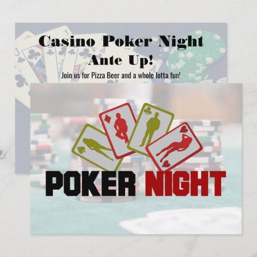 Uitnodiging Casino Poker Night Feest (Voorkant / Achterkant)