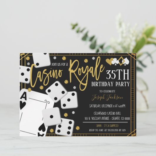 Uitnodiging casino Royale Night Party (Staand voorkant)