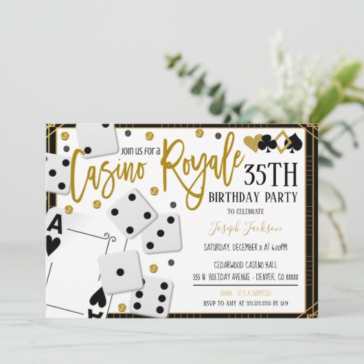 Uitnodiging casino Royale Night Party (Staand voorkant)