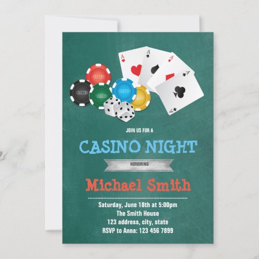 Uitnodiging casino thema feest (Voorkant)