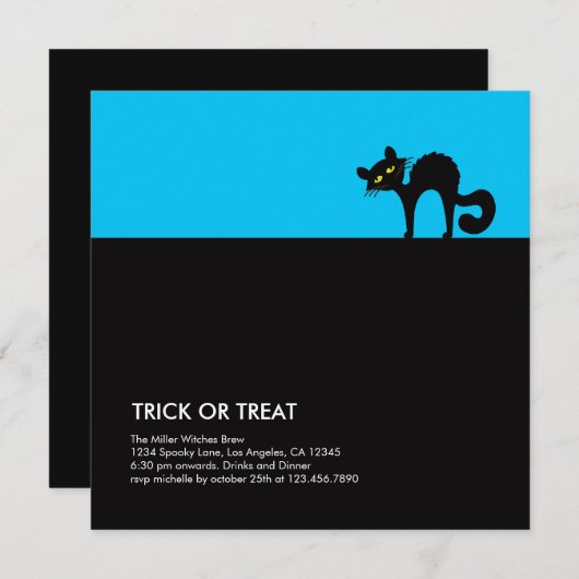 Uitnodiging Catty Halloween Party (Voorkant / Achterkant)