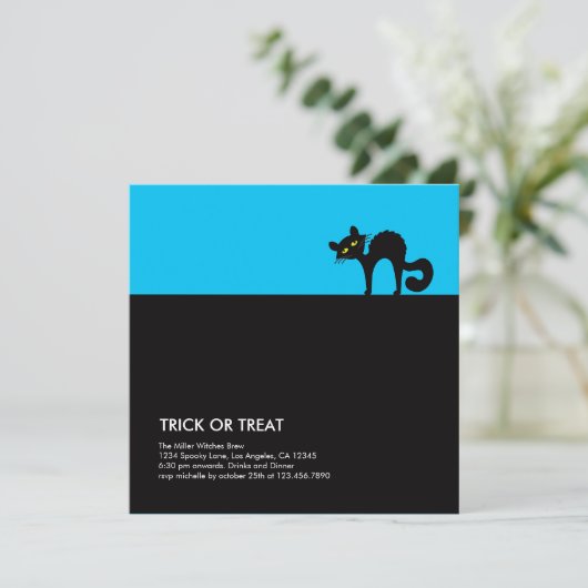 Uitnodiging Catty Halloween Party (Staand voorkant)