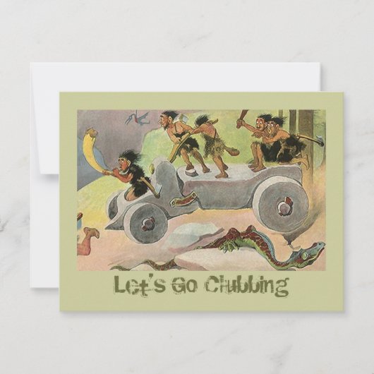 Uitnodiging Cavemen Caveman uit om de nacht door t (Voorkant)