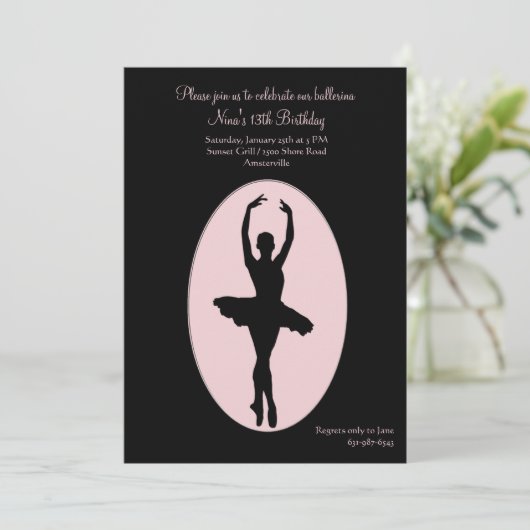 Uitnodiging centrum Stage Ballerina (Staand voorkant)