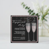 Uitnodiging Champagne & Bubbles Engagement Party (Staand voorkant)