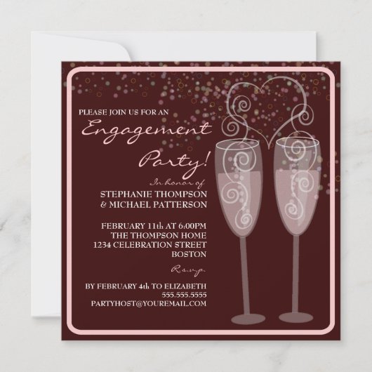 Uitnodiging Champagne & Bubbles Engagement Party (Voorkant)
