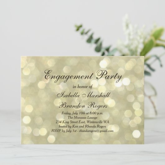 Uitnodiging Champagne Bubbles Engagement Party (Staand voorkant)