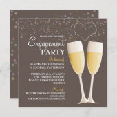 Uitnodiging Champagne & Bubbles Engagement Party (Voorkant / Achterkant)