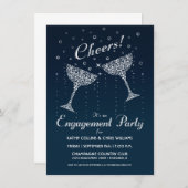 Uitnodiging Champagne Cheer Engagement Party (Voorkant / Achterkant)