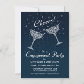 Uitnodiging Champagne Cheer Engagement Party (Voorkant)