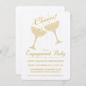 Uitnodiging Champagne Cheer Engagement Party (Voorkant / Achterkant)