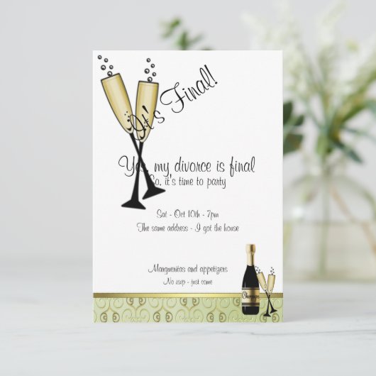 Uitnodiging Champagne Divorce (Staand voorkant)