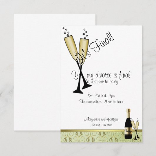 Uitnodiging Champagne Divorce (Voorkant / Achterkant)