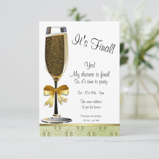 Uitnodiging Champagne Flute Divorce (Staand voorkant)