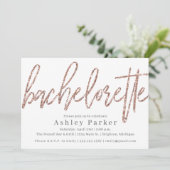 Uitnodiging Champagne Glitter Bachelorette (Staand voorkant)