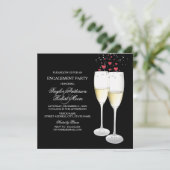 Uitnodiging Champagne & Heart Engagement Party (Staand voorkant)