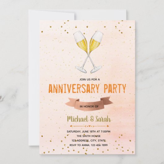 Uitnodiging champagne jubileumfeest (Voorkant)