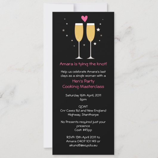 Uitnodiging Champagne Toast Bachelorette (Voorkant)