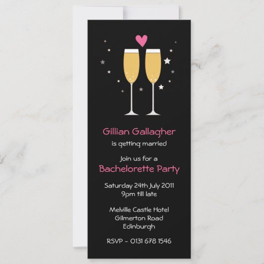 Uitnodiging Champagne Toast Bachelorette (Voorkant)