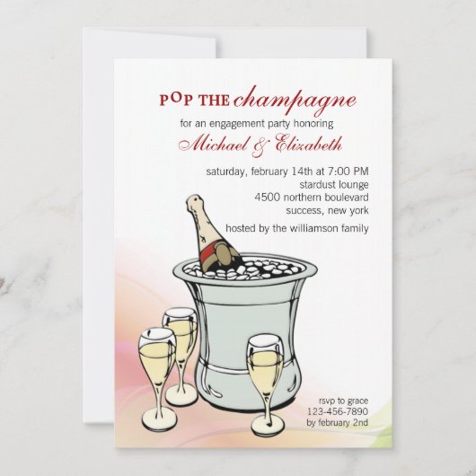 Uitnodiging Champagne Toast Engagement Party (Voorkant)