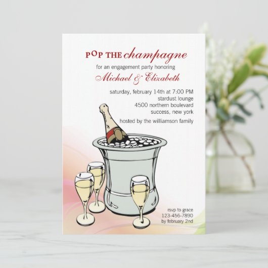 Uitnodiging Champagne Toast Engagement Party (Staand voorkant)