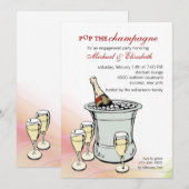 Uitnodiging Champagne Toast Engagement Party (Voorkant / Achterkant)