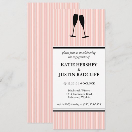 Uitnodiging Champagne Toast Engagement Party (Voorkant / Achterkant)